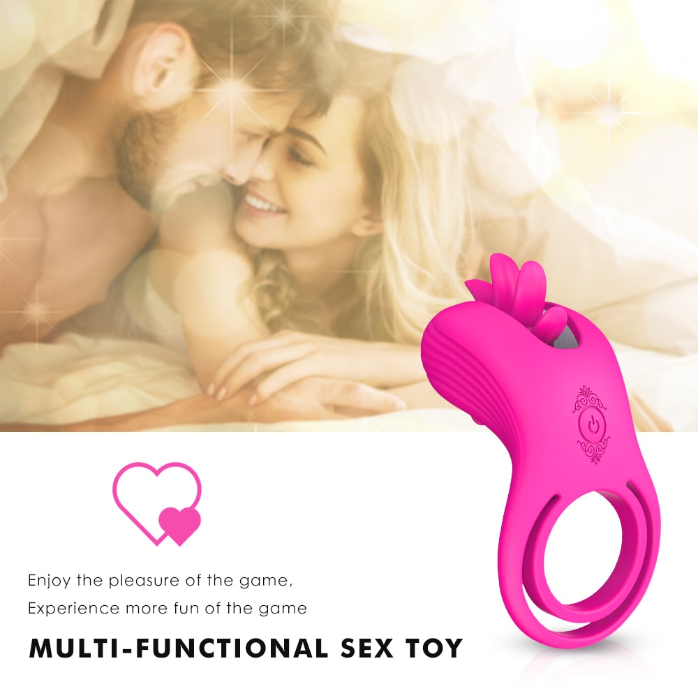 Sex Machine didlo machine ssex machine adult machines For Sale Rechargeable Cock Ring With Double Loop Licking 10 Rotation Speeds- Orgasm Angel