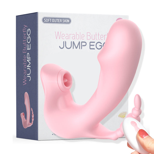 3 IN1 Clitoris Sucking Rotating Beads Dildo Vibrator Panties for Women
