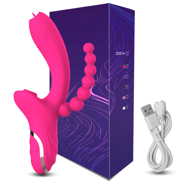 3 in 1 Clitoris Sucker Dildo Vibrator Women G Spot Tongue Licking Clit