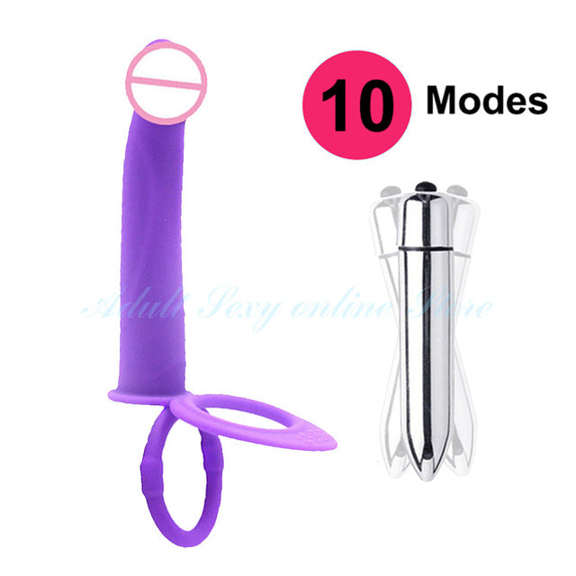 Double Penetration Anal Plug Dildo Butt Vibrator StrapPenis Vagina