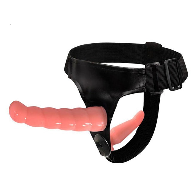 Double Penis Dual Ended Strapon Ultra Elastic Harness Belt Strap Dildo