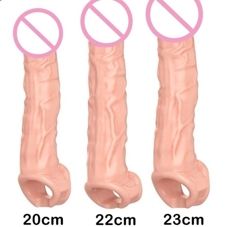 Extender Sleeve Reusable Condom Delay Ejaculation Penis Dick Male