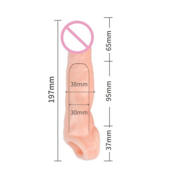 Extender Sleeve Reusable Condom Delay Ejaculation Penis Dick Male
