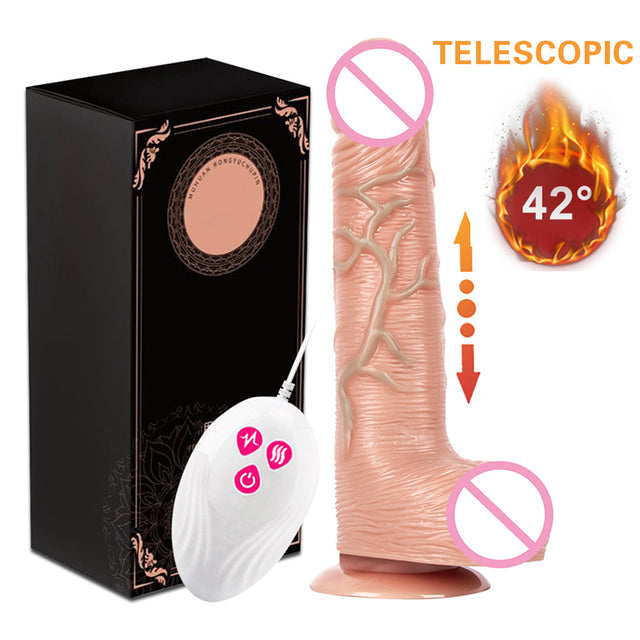 Realistic Dildo Vibrator Swing Telescopic Heating Masturbation Penis