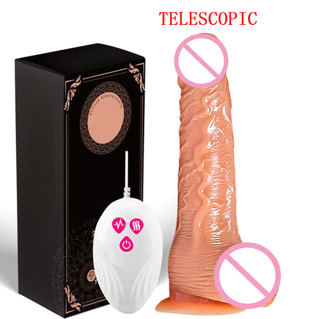 Realistic Dildo Vibrator Swing Telescopic Heating Masturbation Penis