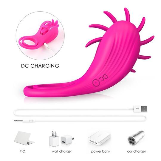 Sex Machine didlo machine ssex machine adult machines For Sale Rechargeable Cock Ring With Double Loop Licking 10 Rotation Speeds- Orgasm Angel