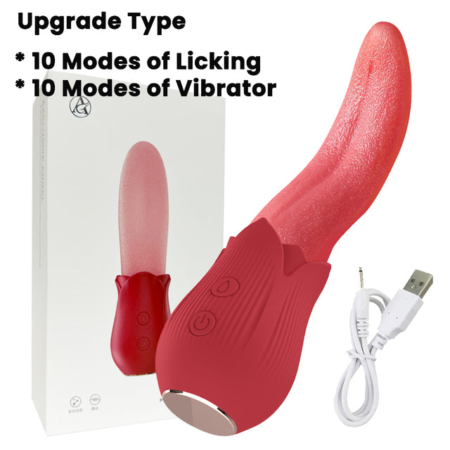 Rose Dildo Vibrator for Women Blowjob Tongue Licking Vibrator Female