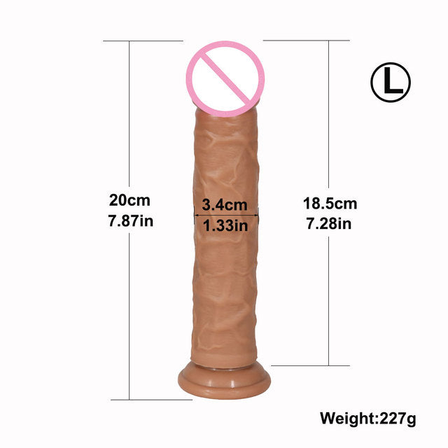 Soft Double Layer Silicone Dildo Realistic Long Dick Penis Butt Plug