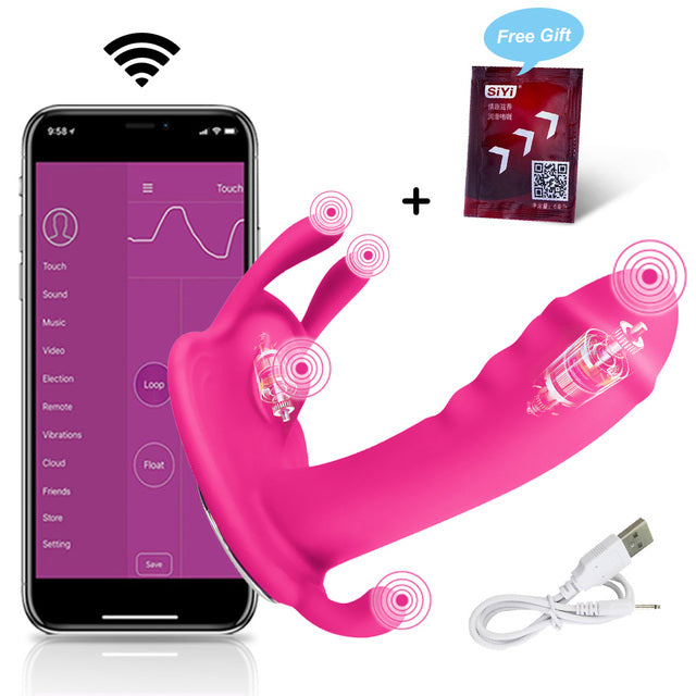 Women Dildo Butterfly Vibrator Sex Toy APP Remote Control Bluetooth