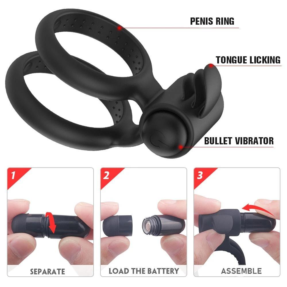 Sex Machine didlo machine ssex machine adult machines For Sale Medical Material Dual Penis Cock Ring With Bullet Vibrator- Orgasm Angel
