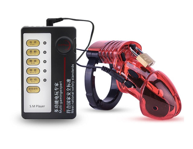 Electro Shock  Male Chastity Cage Ball Stretcher Chastity Belt Sex Toy