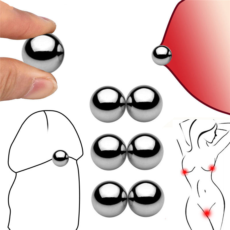 BDSM Bondage Stainless Steel Nipple Clamps Magnetic Orb Breast Clitoris Stimulator