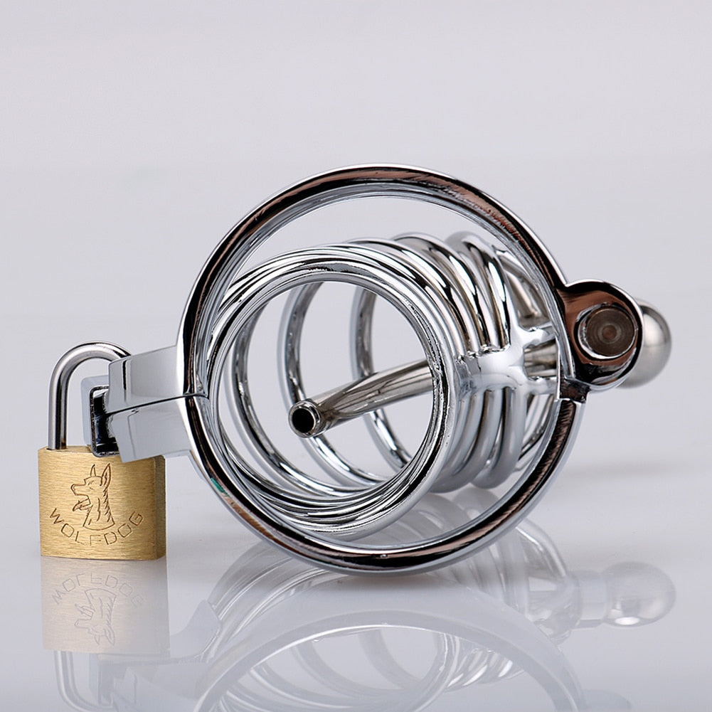 Male Stainless Steel Cock Cage Penis Ring Chastity Device