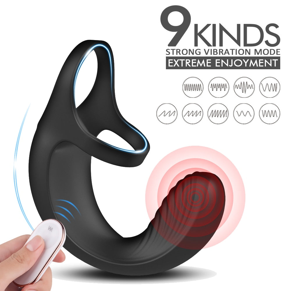 10 Mode Vibrating Penis Massager Ring Dildo Vibrator for Men