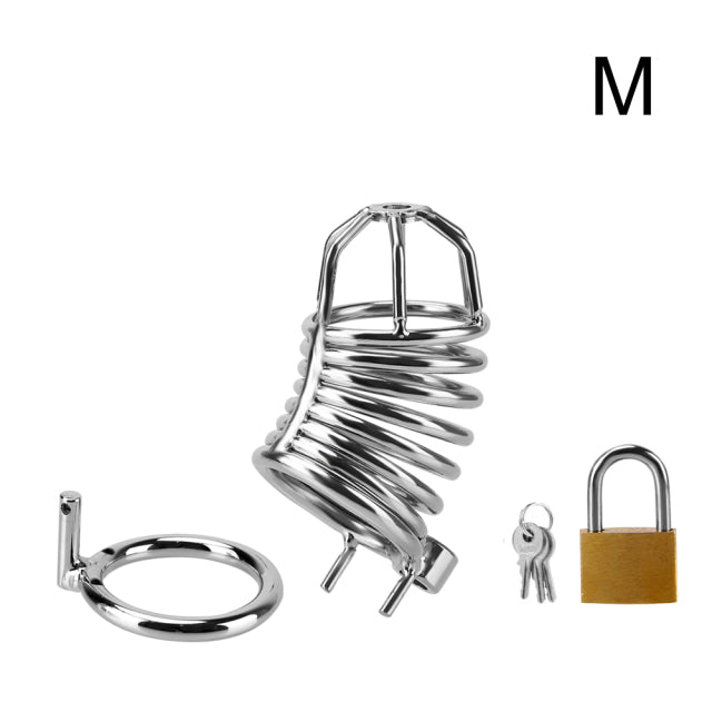 Metal Cage Penis Ring Male Chastity Device Cock Lock