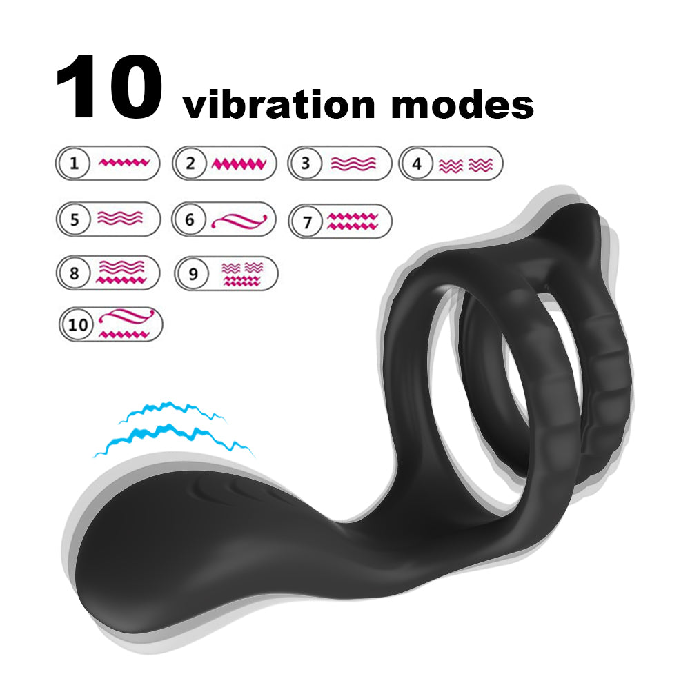Penis Ring Vibrator for Men Ejaculation Delay Couple Ring Male Chastity Belt